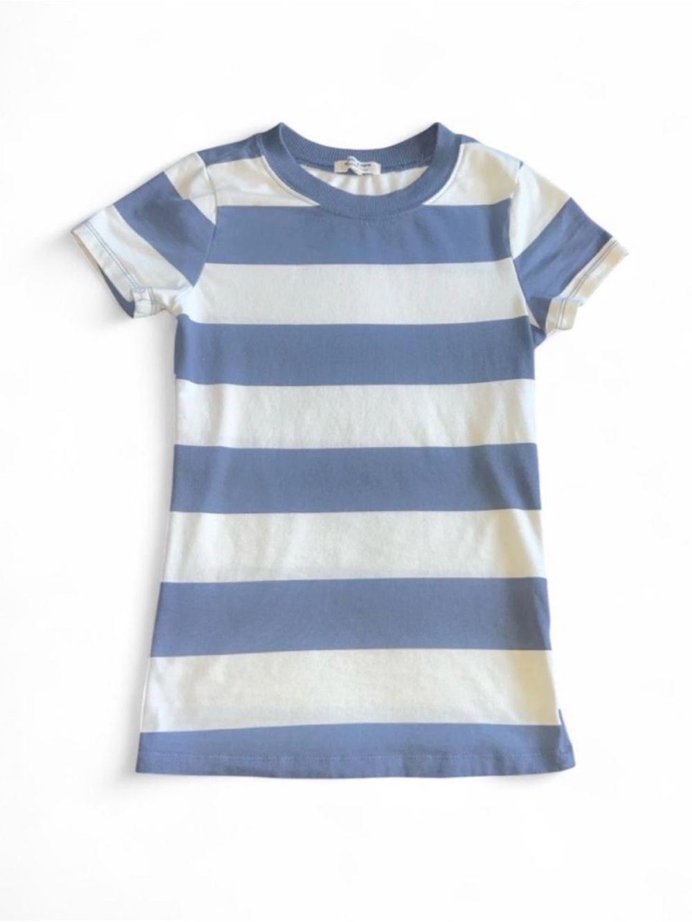 Heart & Hips Blue and White Wide Stripe Short Sleeve Tee